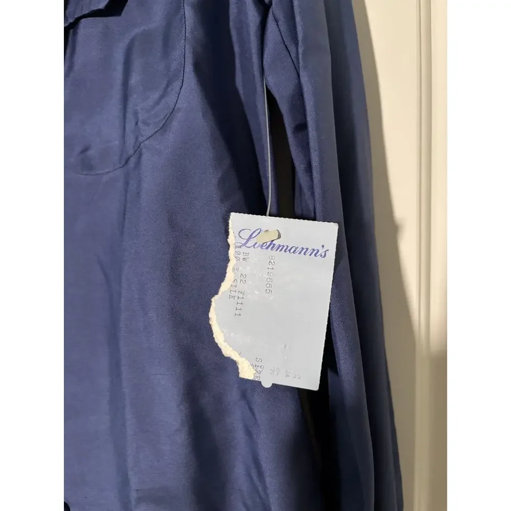Vintage 100% Silk Blue Button Down Shirt with Tie, Size S - Picture 4 of 11